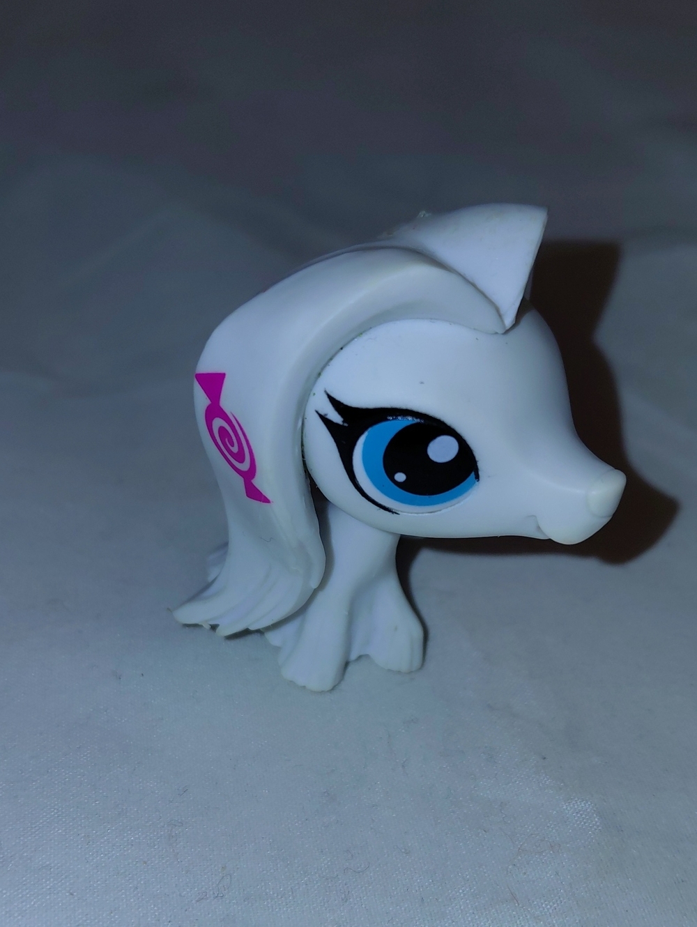 Rare Littlest Pet Shop White Afghan Dog / Blue Eye / #32351 / Blind Bag / G4
